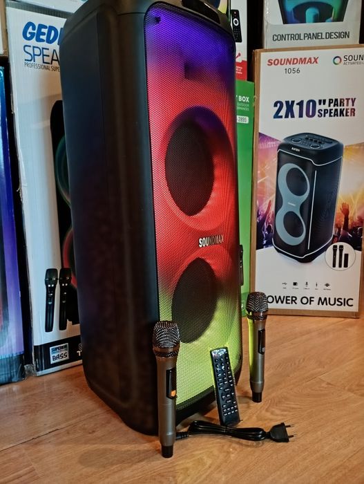 Блютуз караоке акустика Temeisheng-08А(SD,USB,FM) пультДУ, 2микрофона