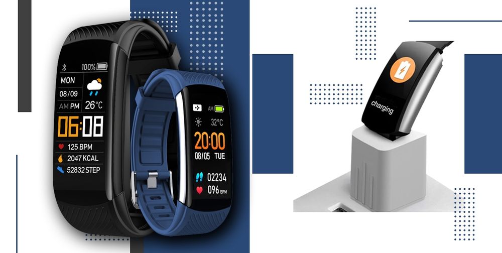Smartwatch GIEWONT Czarno Granatowy 2 Paski GW200-6