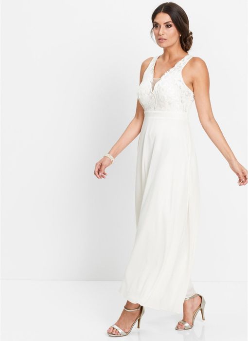 Suknia ślubna Bonprix 48 4XL długa ecru