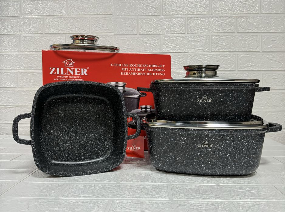 Zestaw garnków/ brytfanek Zilner.6el. nowy