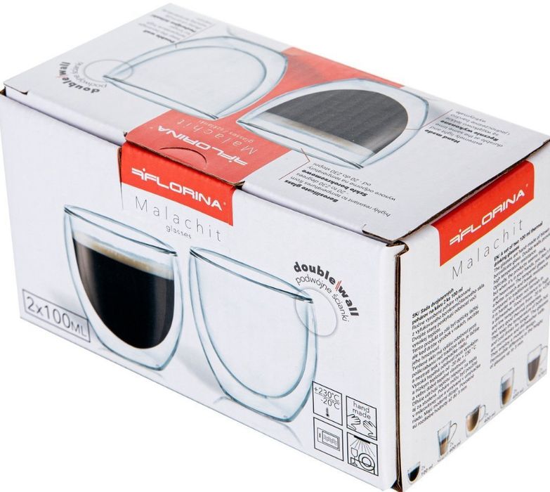 Набір склянок з подвійними стінками, 100 мл . Florina malachit