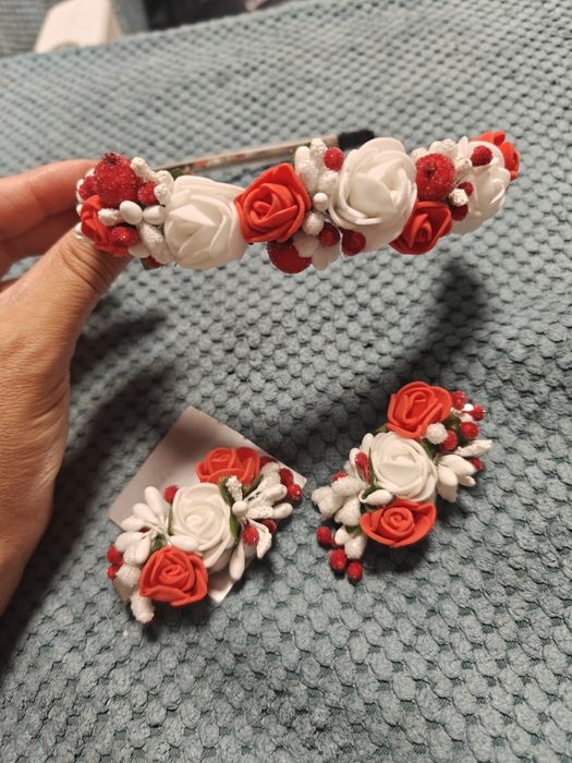 Обруч половинка троянди + 2 заколки