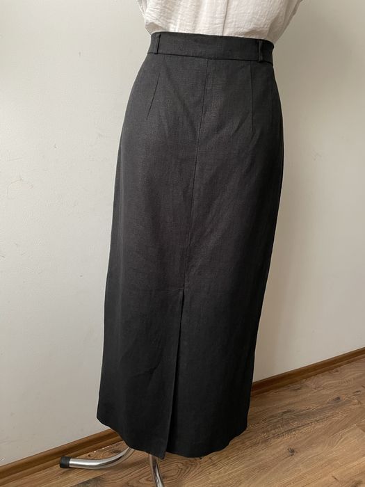 Lniana spódnica maxi  z odkrytą nogą , 100% len