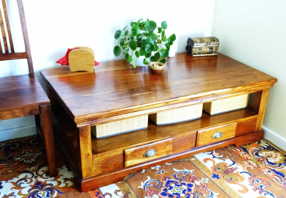 Kolonialna ława z drewna egzotycznego palisander 130x70x45 - AlmiDecor