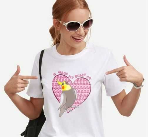 Koszulka T shirt damski papuga nimfa