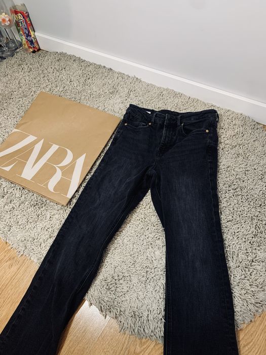 Zara spodnie flare dzwony jeans czarne s 36