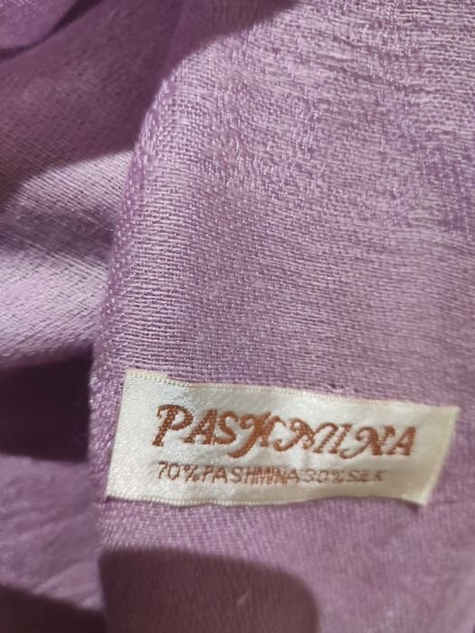 Szal liliowy Pashmina kaszmir+ jedwab miękki liliowy
