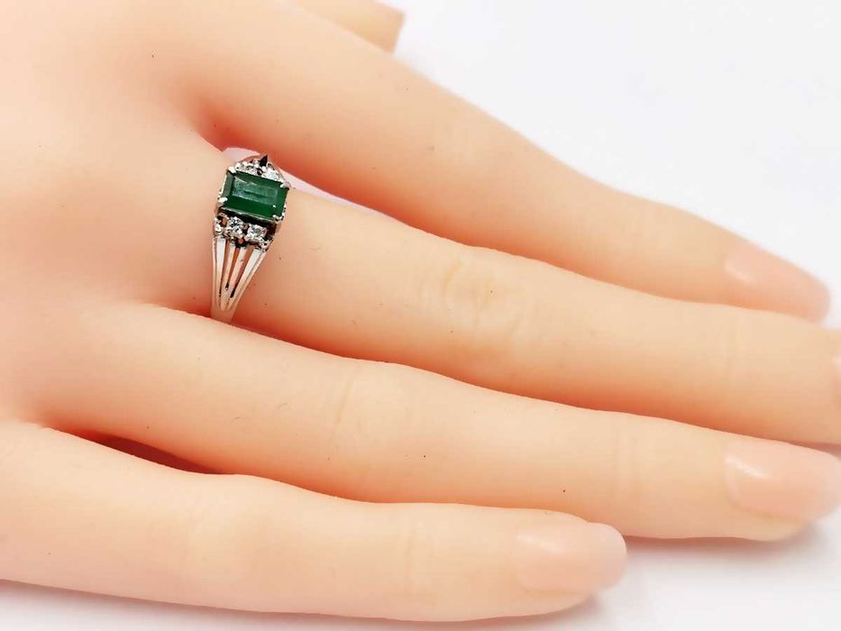 pierścionek platyna 900 szmaragd diamenty brylanty 5,09 g certyfikat