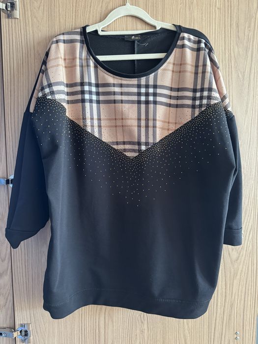 Bluza Wawa cekiny krata 44 46 48  czarna