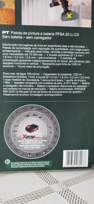 Pestola de pintura 20v parkside