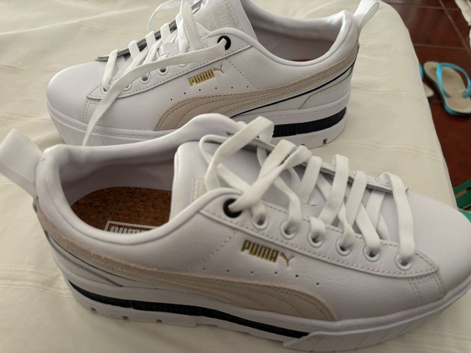 Ténis Puma Mayze Classics Feminino Branco Dourado Novo Original