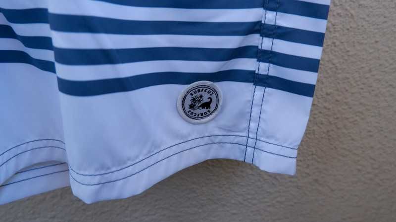 Calçao Fato Banho Surf Azul Branco - Homem