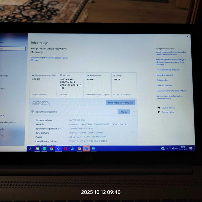 Laptop HP 2.6 GHz uszkodzony