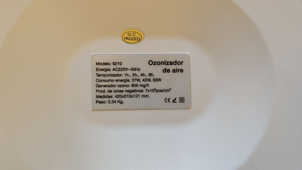 Ozonizador/Purificador. Excelente para casa e escritórios
