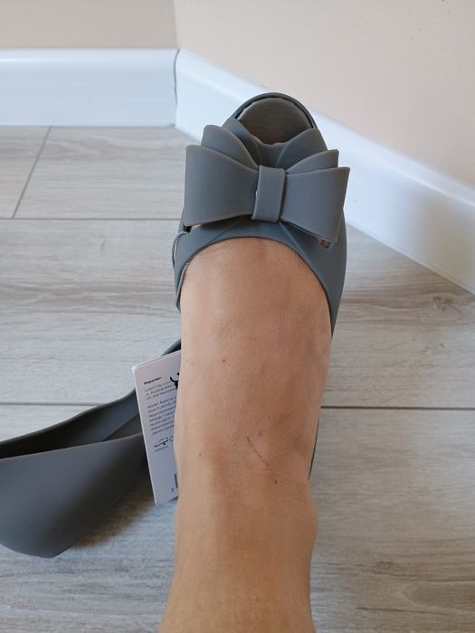 Buty damskie sandałki meliski szare r 37 38 23,5 cm balerinki