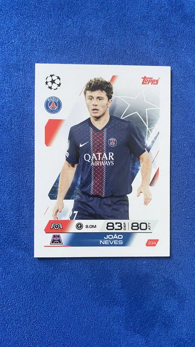 Carta João Neves Topps Match Attax – Base / star player PSG