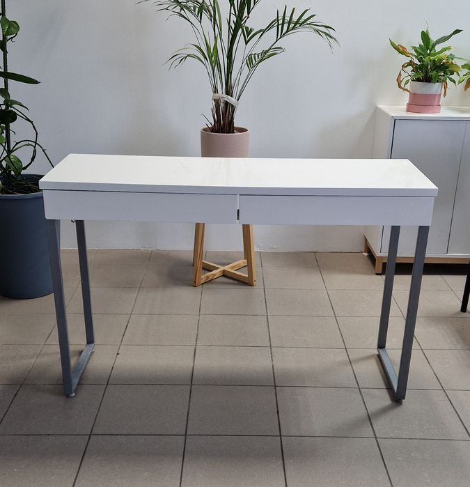 Biurko komoda toaletka biały połysk 120x40 h77cm