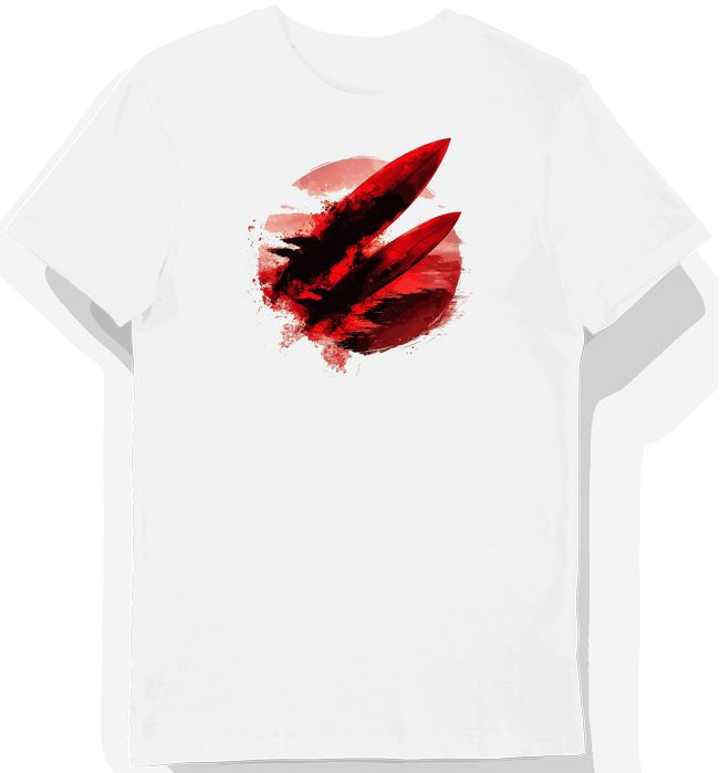 Koszulka męska biała z motywem czerwonych desek surfingowych L