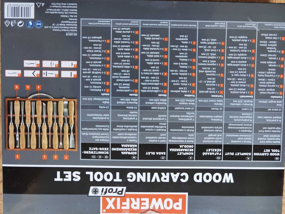 Komplet 12 dłut Powerfix Profi+. Oryginalnie zapakowane - nieużywane