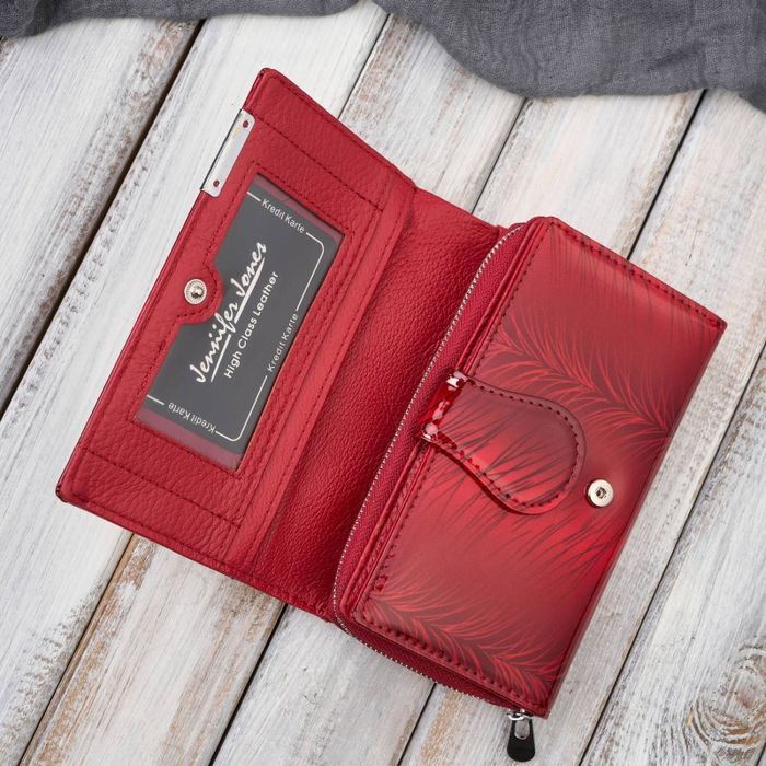 czerwony skórzany portfel damski lakierowany sp-17-rd