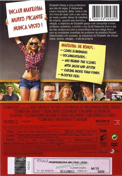DVD PROFESSORA BALDAS Filme Cameron Diaz LEGENDAS em Português Justin