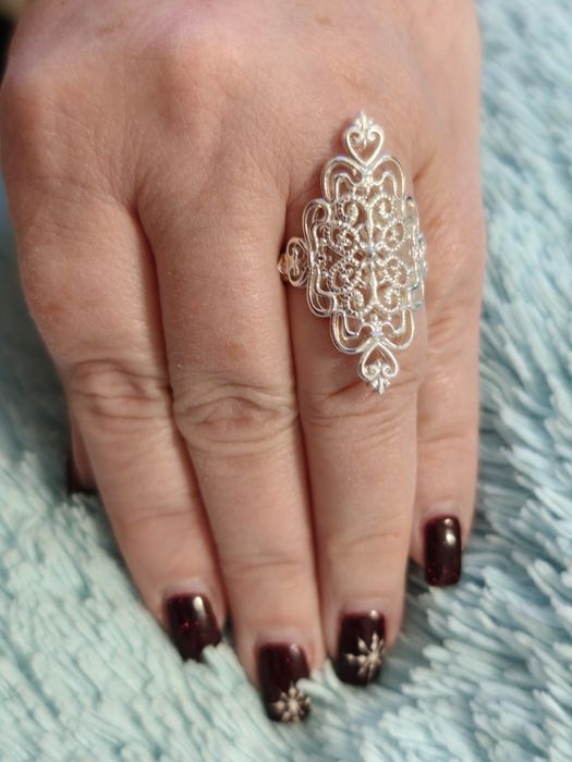 Nowy pierścionek srebrny 925 ażurowy roz 17