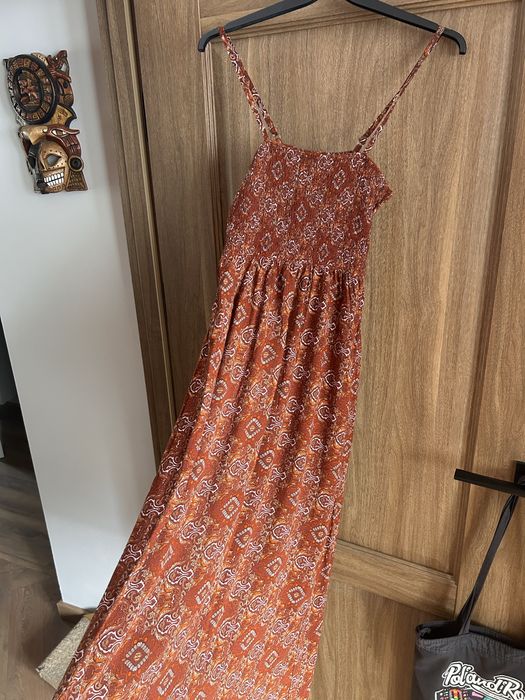 Sukienka letnia boho wzory bordowa S/M