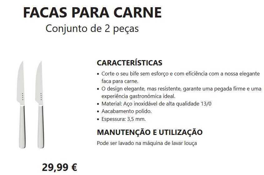 Facas para carne SMEG (novas)