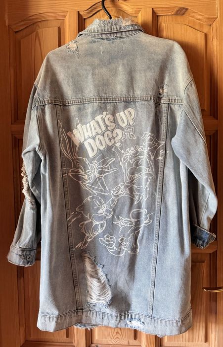 Reserved kurtka jeansowa dżins destroyed oversize looney tunes S M bdb