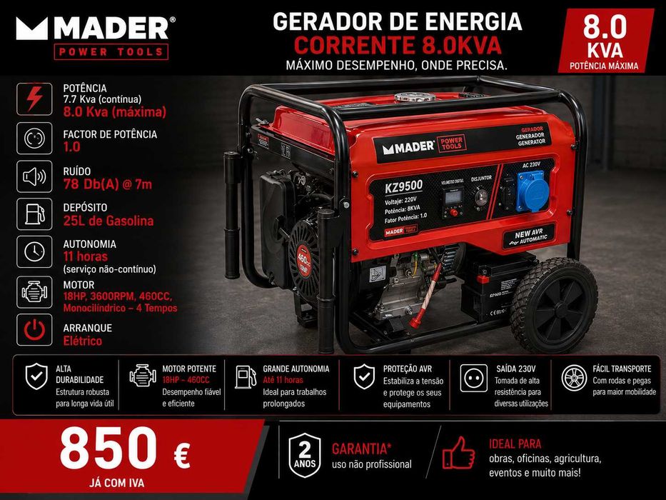 GERADOR ENERGIA CORRENTE 8.0KVA MADER LL29