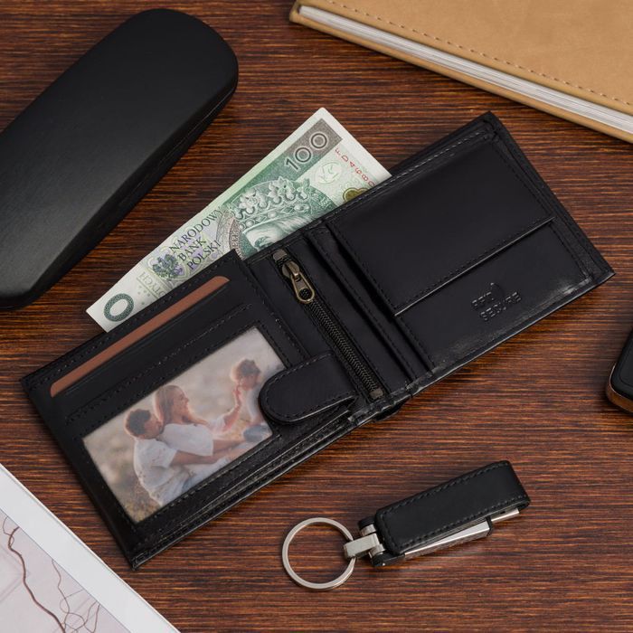 Portfel męski skórzany ARTURO 033 czarny z pudełkiem prezent imieniny