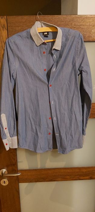 Koszula HM paski białoniebieskie