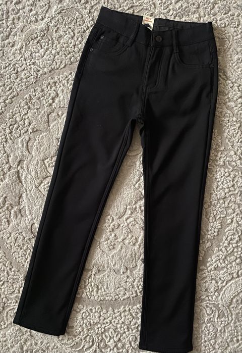 Теплі чорні класичні брюки/штани на/для хлопчика фліс 146-170