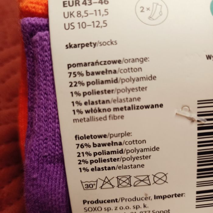 Skarpety świecące w ciemności 2-pack 43/46