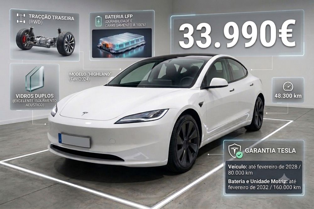 Tesla Model 3 Highland RWD | Fev. 2024 | Bateria LFP | 48.300 km