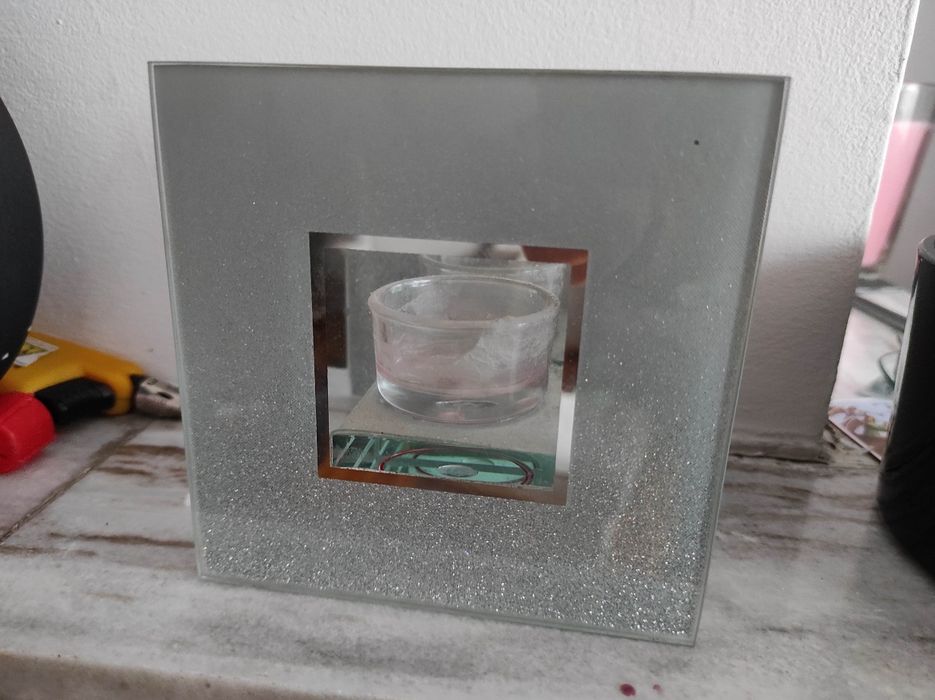Świecznik srebrny 12x12 cm z lustrem
