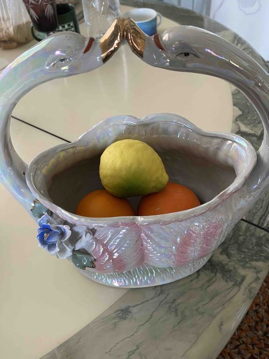 Фруктовница / икорница лебеди антиквариат