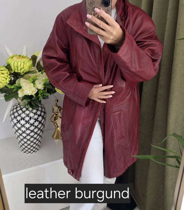 Kurtka burgundowa skóra naturalna XL damska