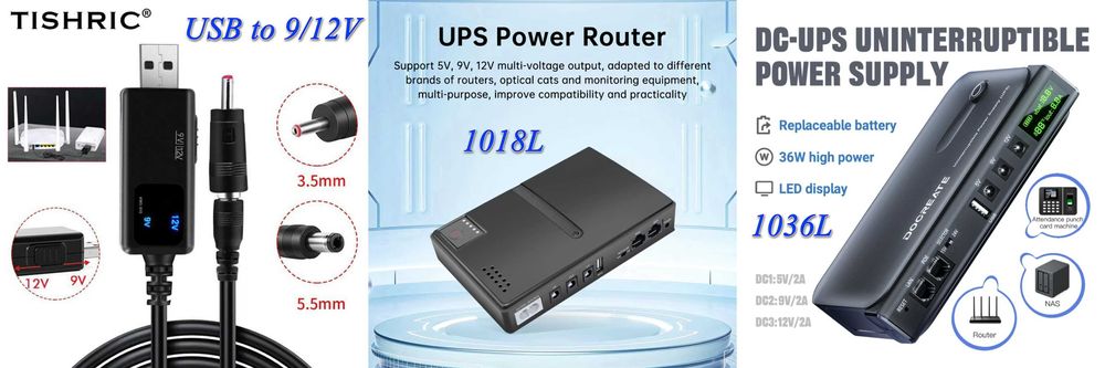 UPS для роутера модема DC1018L DC1036L Li-Ion 18/36W 5/9/12В USB PoE