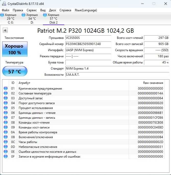 SSD диск Patriot P320 1TB M.2 2280 PCIe Gen 3.0 x4 NVMe TLC