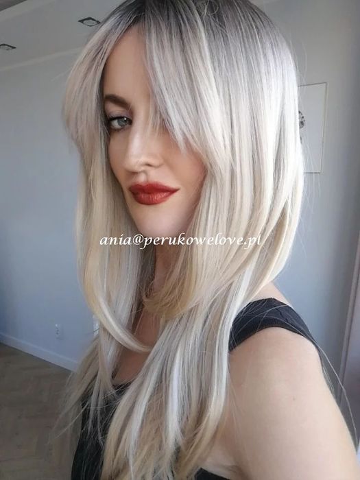 Peruka BLOND OMBRE refleksy stopniowana długie włosy jak naturalne