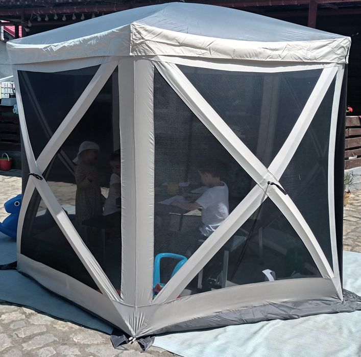 Pawilon Ogrodowy 2,6x2,6m Namiot Ekspresowy Szary POP UP Moskitiery