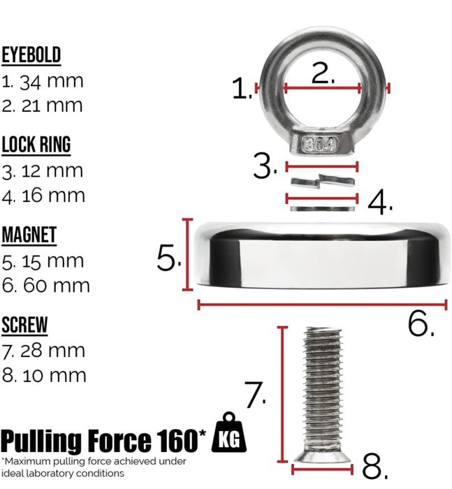 Pesca Magnética Iman Neodyum 160Kg c/ Corda  (NOVO)