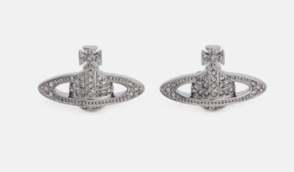 Kolczyki w ksztalcie saturna posrebrzane cyrkonie