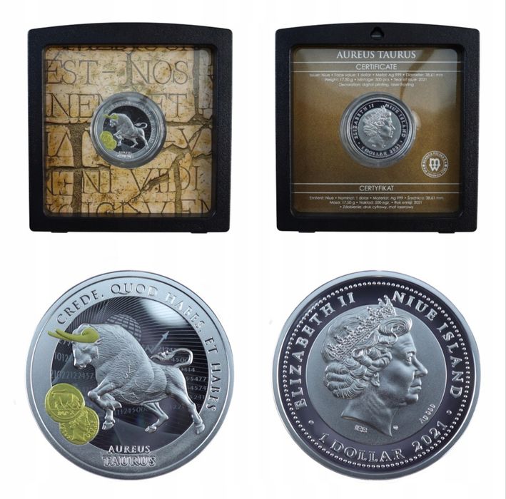 Срібна монета 1 долар Aureus Taurus