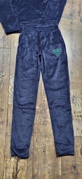 Granatowy włoski dres damski premium welurowy welur cudo S