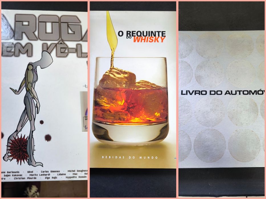 Livro diverso automóvel, whisky e drogas. 
O requinte