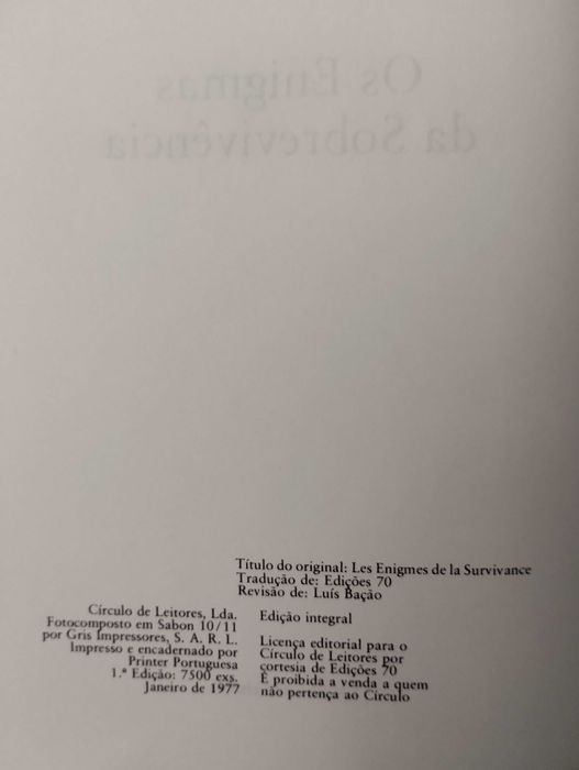 Os Enigmas da Sobrevivência