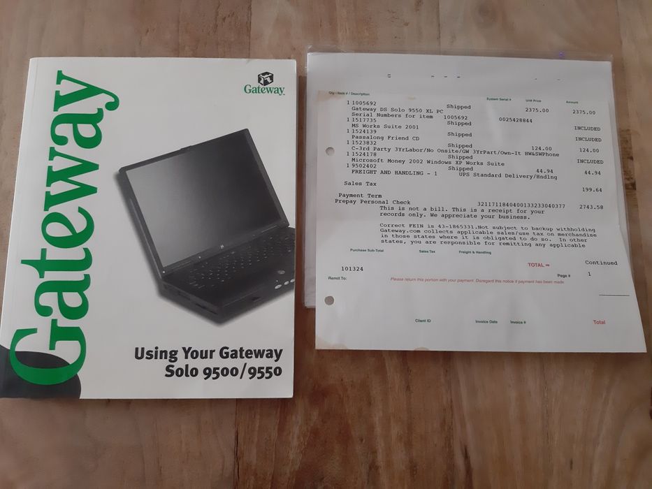 Computador portátil Gateway Solo 9550