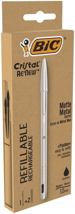 Długopis Cristal Renew Metal Bic Czarny Pudełko 1+ Wkład 2Szt Bic Nowa Nieużywana